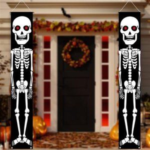 Halloween Skull Soldier Porch Sign Banner for Day of the Dead Trick or Treat